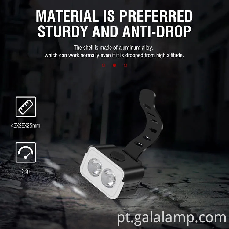 Luz de bicicleta LED à prova d'água recarregável USB para passeio noturno seguro